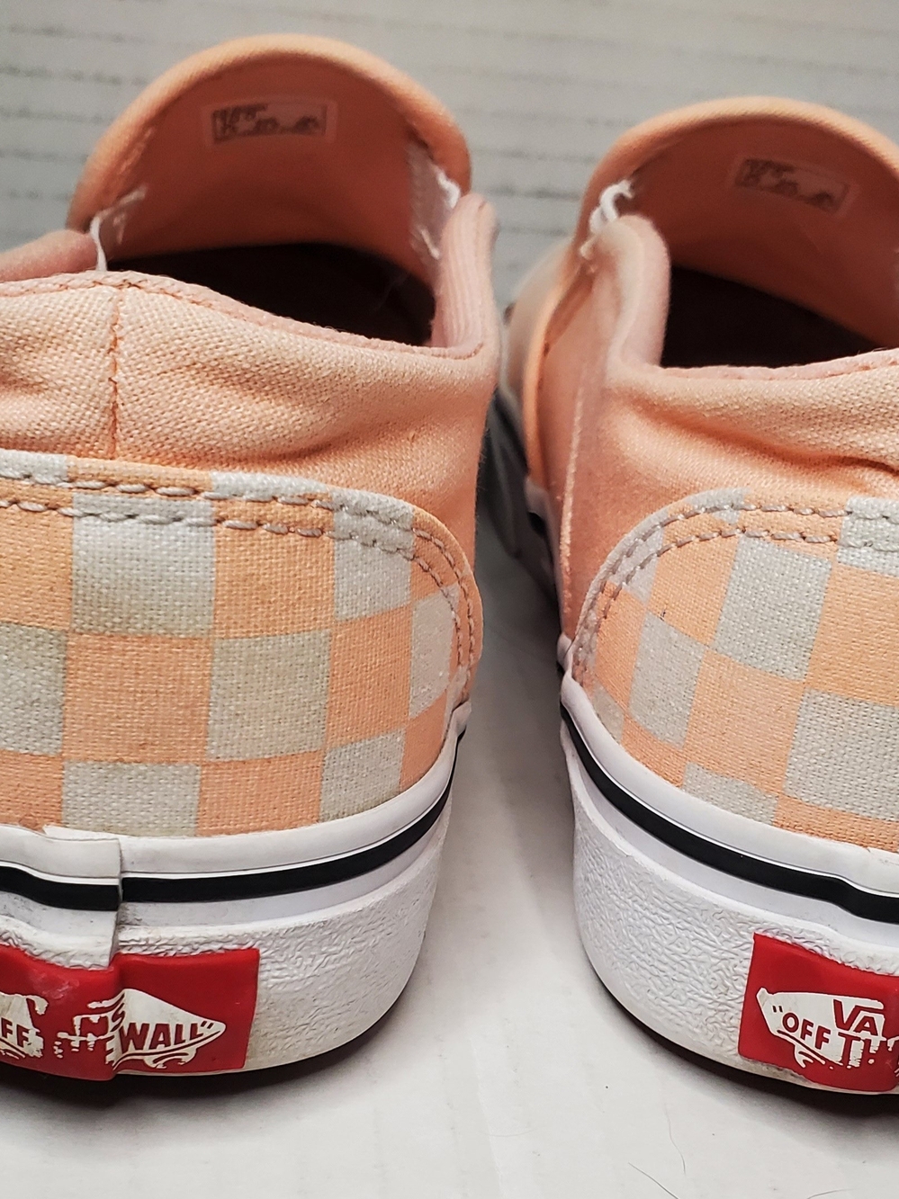 Vans Slip-On Checkerboard Peach/White Shoes Womans 10 - Picture 5 of 8